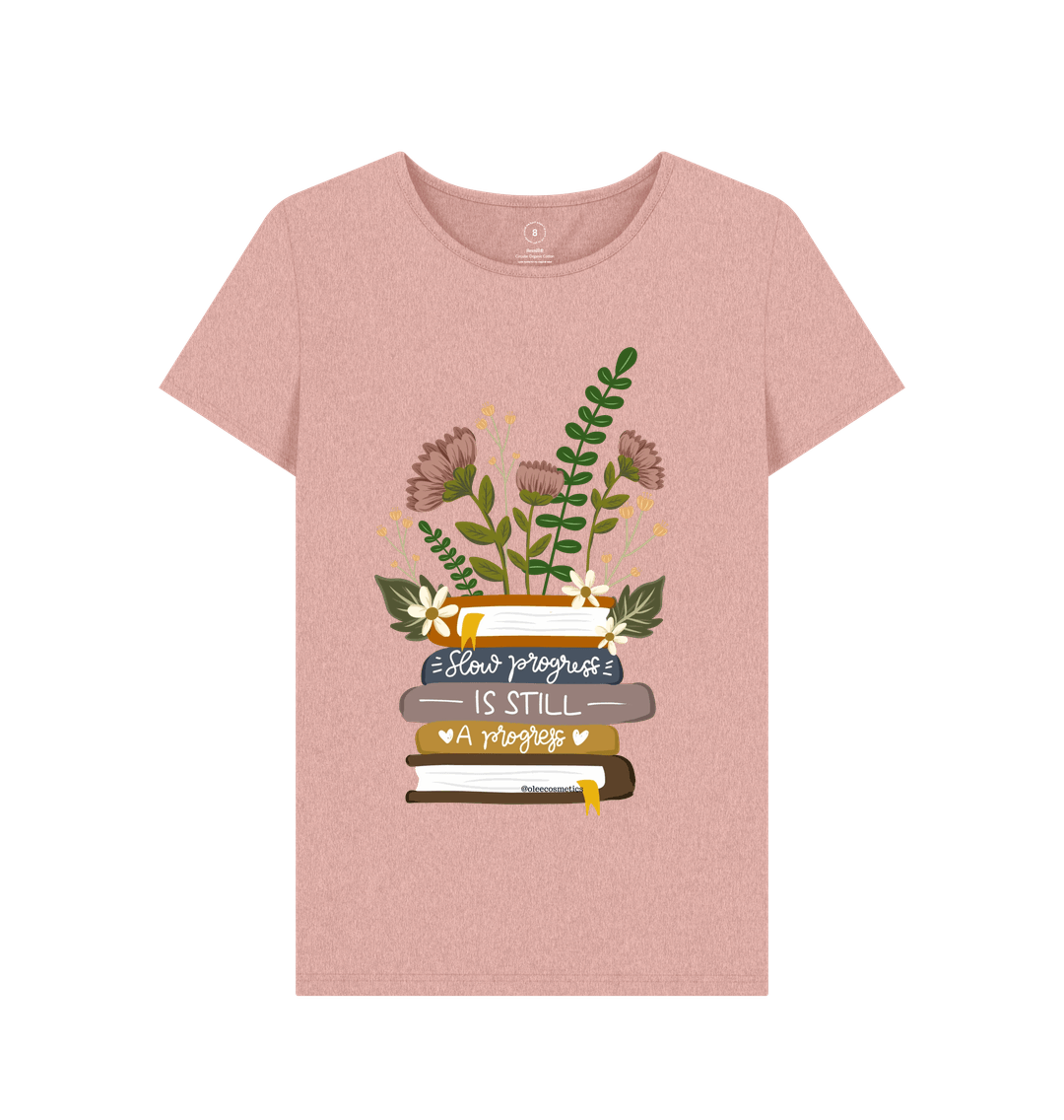 Sunset Pink \"Slow Progress Inspirational\" Organic Cotton T-shirt